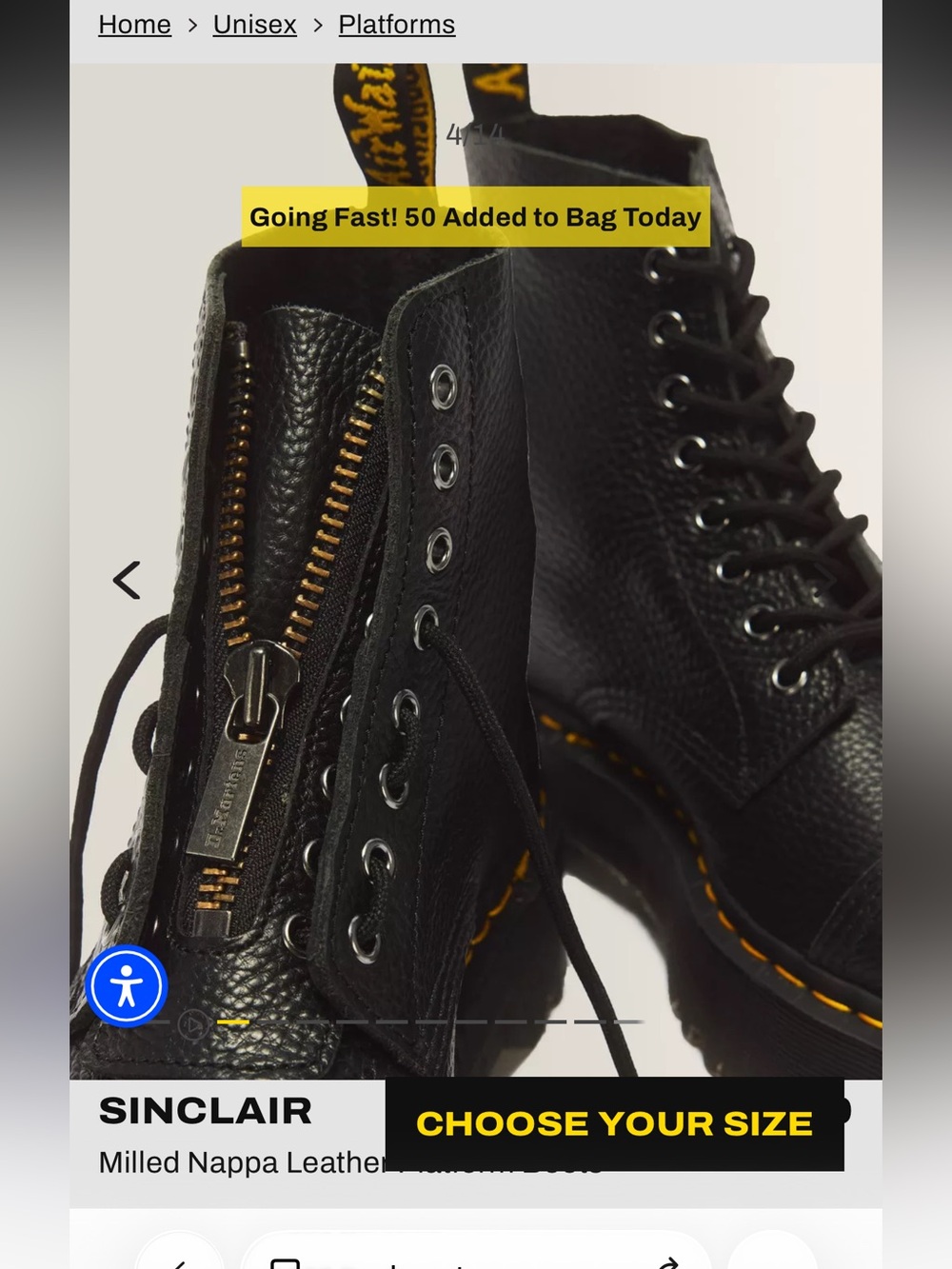 Dr. Martens Black Leather Platform Zip - Sinclair - Picture 3 of 9